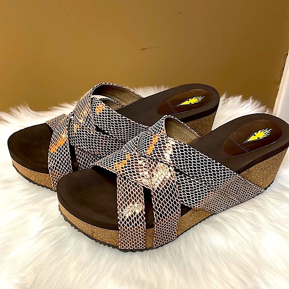 Volatile Platform Cork wedge sandal 9